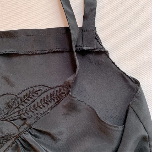 Chagall Black Camisole Sz 10 Floral Lace Trim - Picture 6 of 14